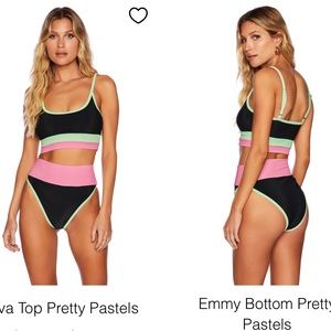 NWT Beach Riot Bikini Eva top Emmy Bottom/Pretty Pastels Colorblock